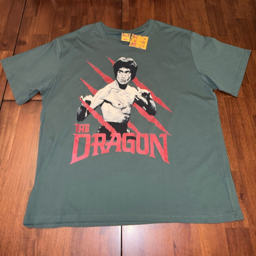 Bruce Lee Dragon Graphic Tee - Green 2XL